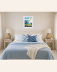 Colourful coastal print for coastal themed bedroom - by Rachel Painter, contemporary seascape artist