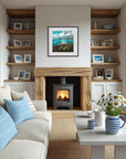 Cornwall inspired interior with Cornish seascape print by Rachel Painter, contemporary seascape artist