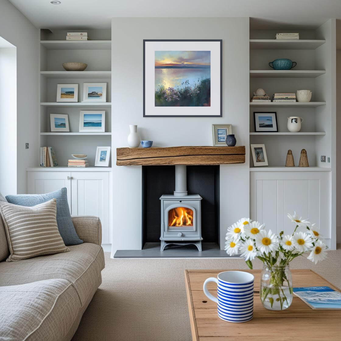 Seascape print for coastal lounge decor - by Rachel Painter, contemporary seascape artist