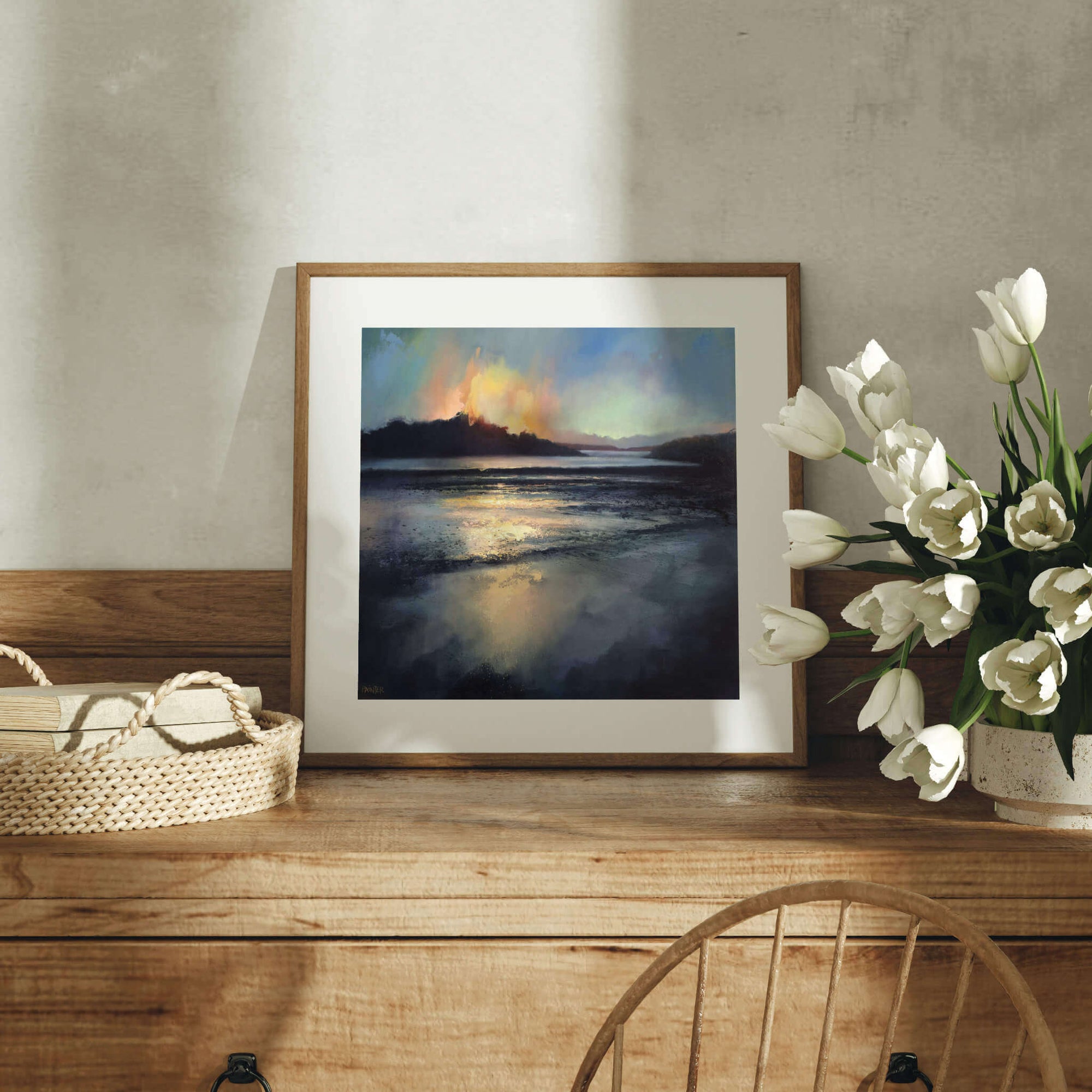 Small framed modern art prints for dresser - by Rachel Painter, contemporary landscape artist
