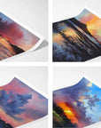 Set of 4 mini landscape art prints of sunset skies by sky artist Rachel Painter