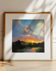 Windswept Love No.8 Cornwall prints framed in oak ready to hang - inspired by a Falmouth River sunset near Trelissick Gardens by British artist Rachel Painter