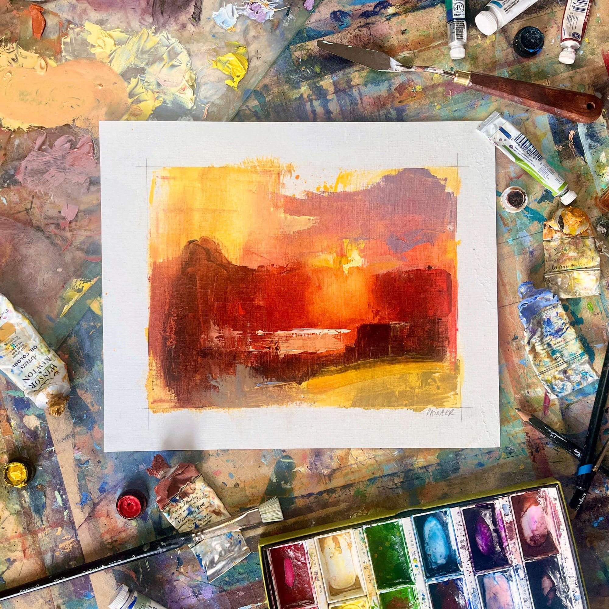 Windswept Love Sunset Study No.1 - Oil On Paper
