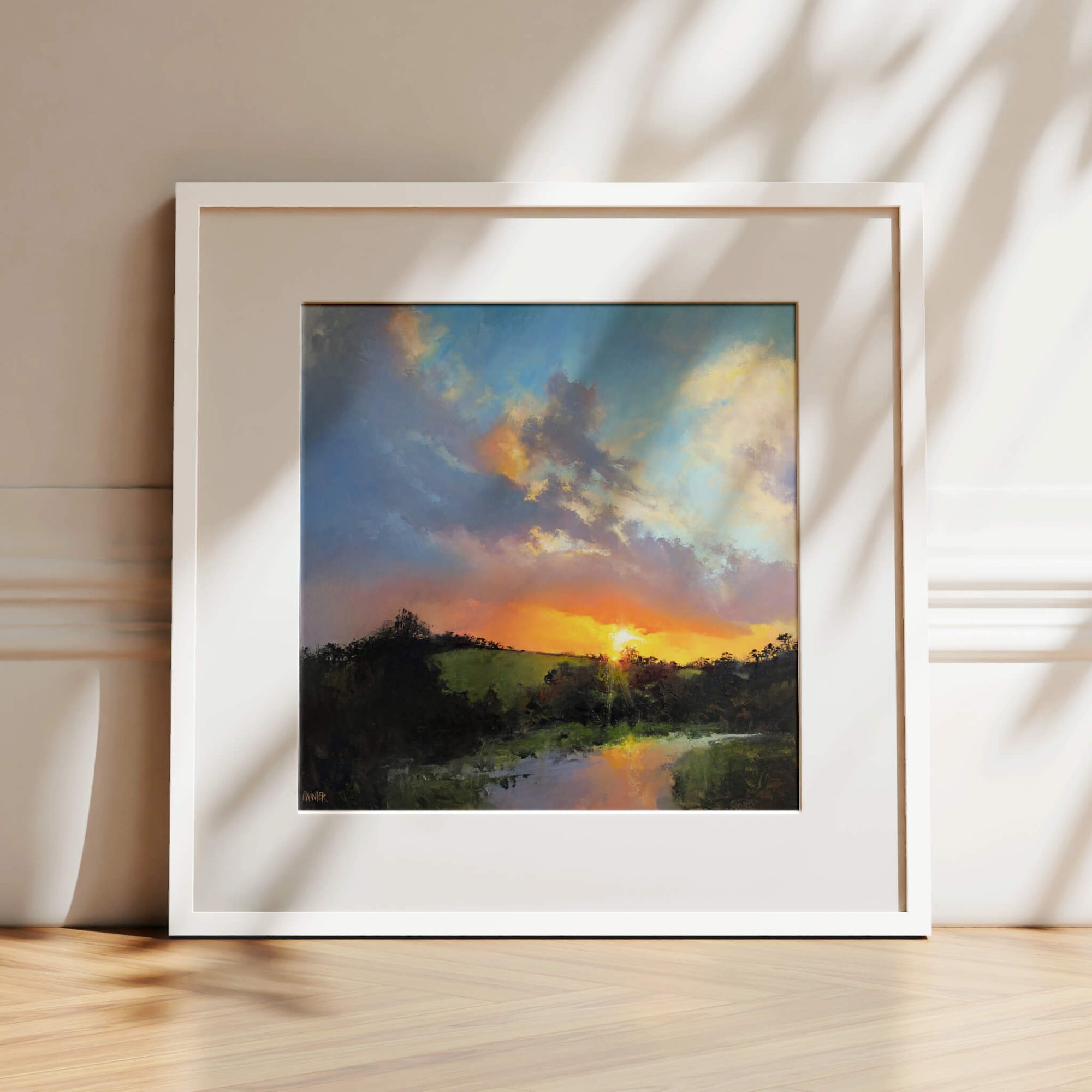 Windswept Love No.8 white framed landscape prints, ready to hang - seascape Cornwall by Cornish artist Rachel Painter