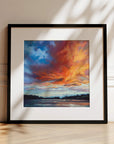 Confidence, colourful sunset art prints framed in black ready to hang of Helford River in Cornwall by landscape artist Rachel Painter