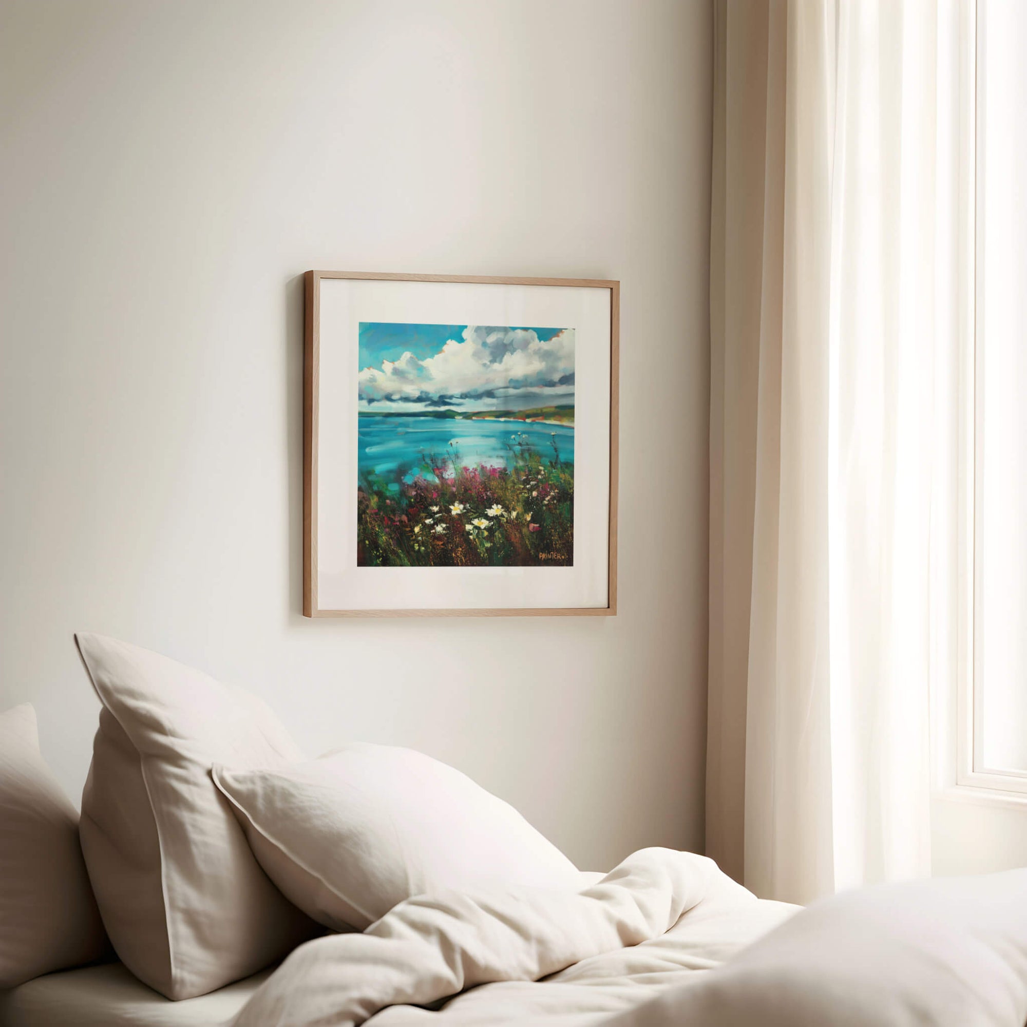 Coastal print for coastal bedroom decor - by Rachel Painter, contemporary seascape artist