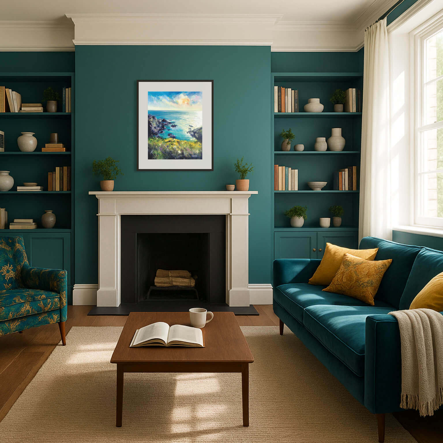 Seascape artwork for lounge - by Rachel Painter, contemporary seascape artist