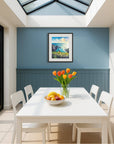 Cornwall art print in modern dining room conservatory - by Rachel Painter, contemporary seascape artist