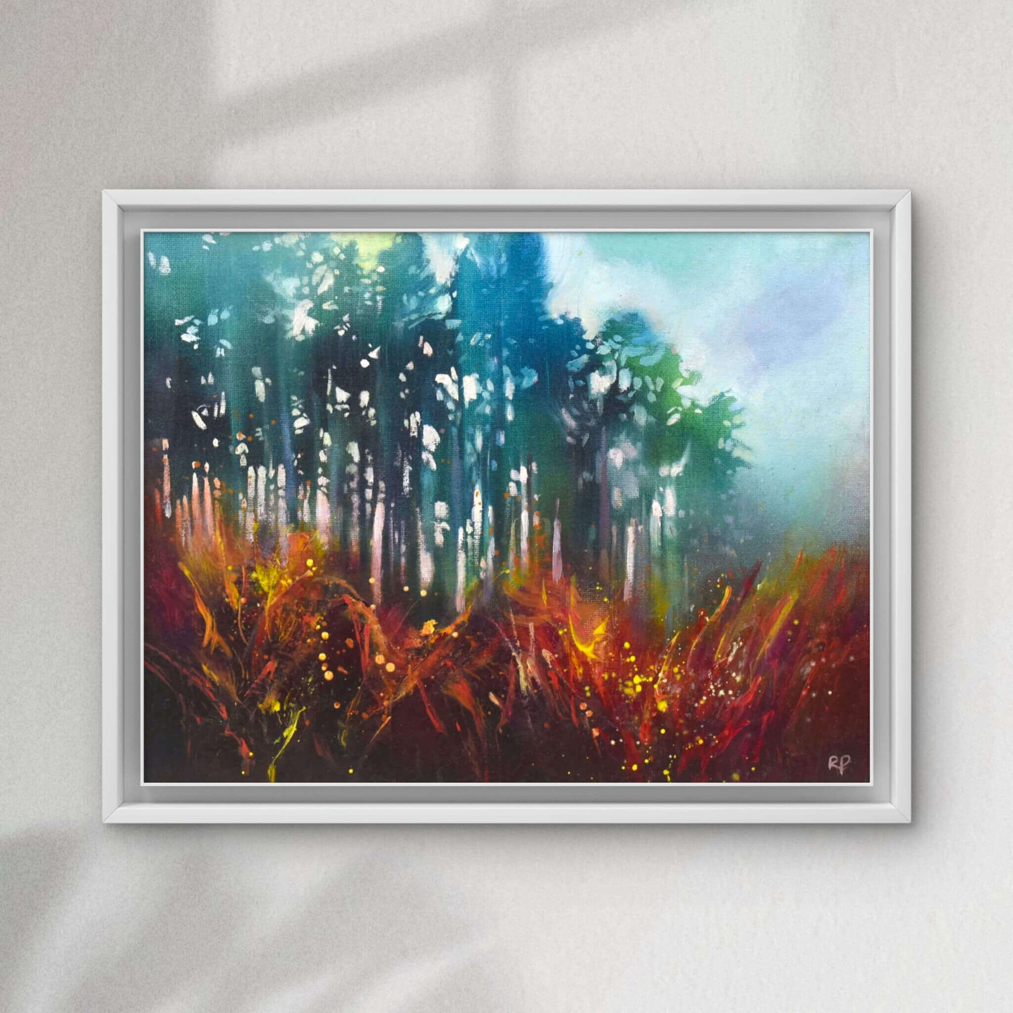 Small framed treescape painting by Rachel Painter Artist