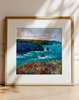 Upon A Pavement Of Sapphire, limited edition framed prints in oak, ready to hang - inspired by Cornwall’s coastline around Portreath by British artist Rachel Painter