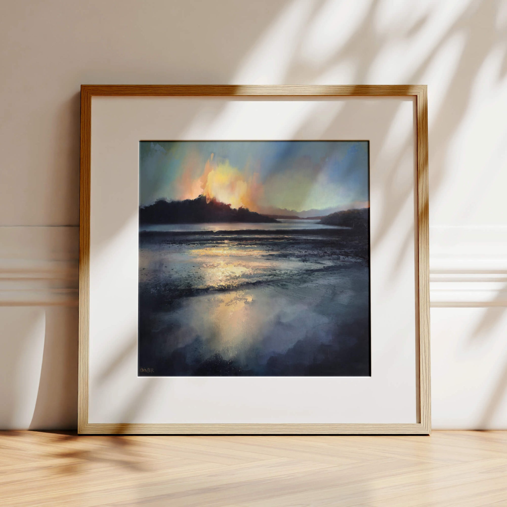 Windswept Love No.7 oak framed landscape prints, ready to hang - seascape Cornwall, by Cornish artist Rachel Painter 