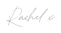 Signature with the name 'Rachel' on a white background