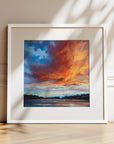 Confidence, limited edition framed prints in white, ready to hang - a colourful sunset art print of the Helford River in Cornwall