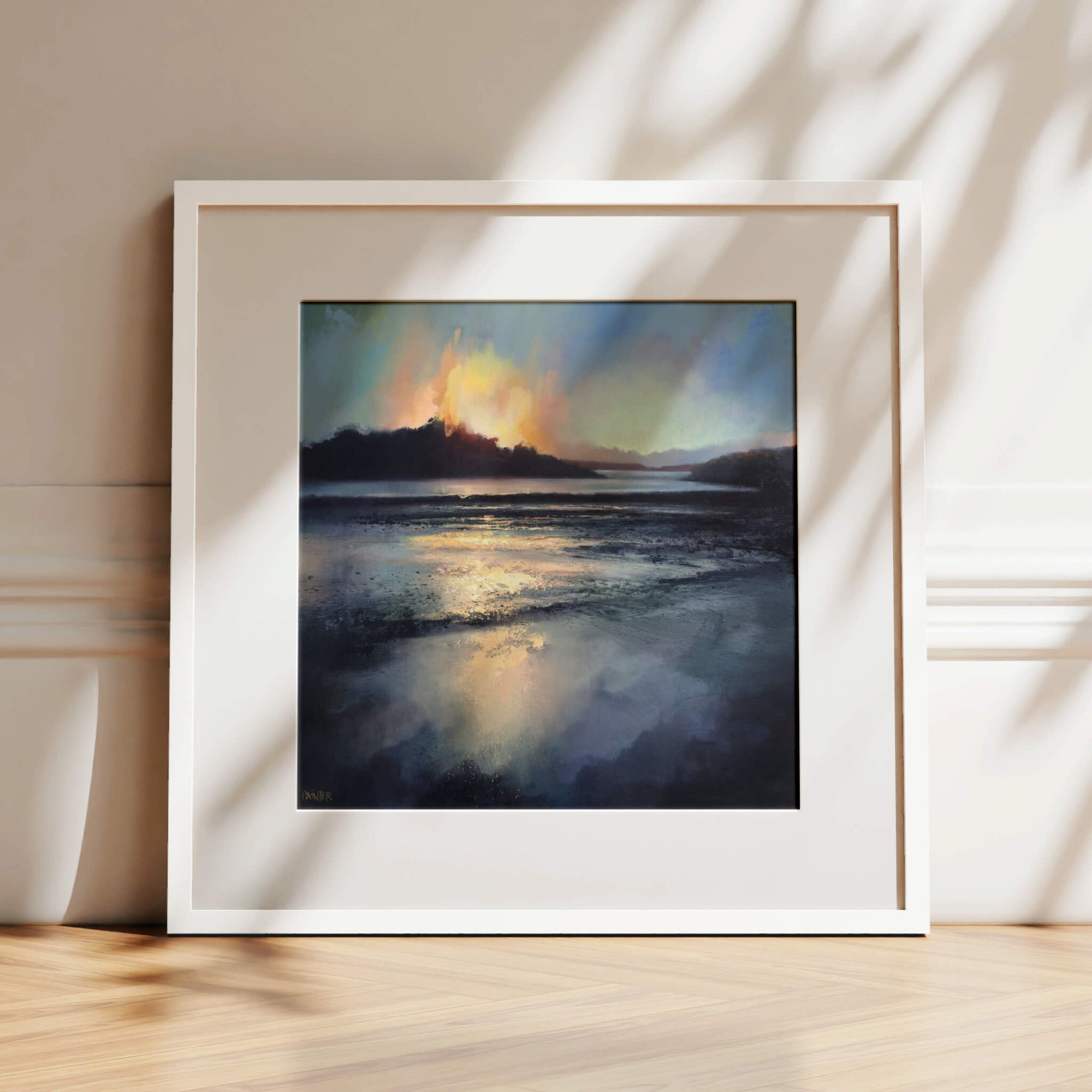 White framed limited edition art prints - Windswept Love 7, inspired by Cornwall, by British artist Rachel Painter
